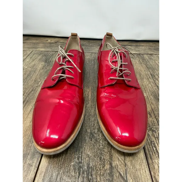 AGL Attilio Giusti Leombruni Red Patent Leather Oxfords Flats N713001 Size 11 - Image 2