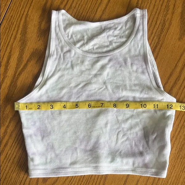 White And Purple American Eagle Ribbed Crop Top - Image 2
