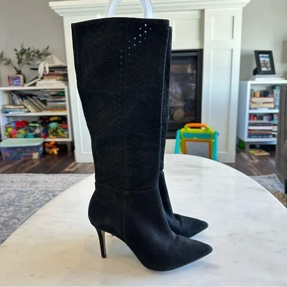 Brian Atwood Size 6 Black Knee High Leather Boots Stilleto‎ Heel Date Night - Image 2