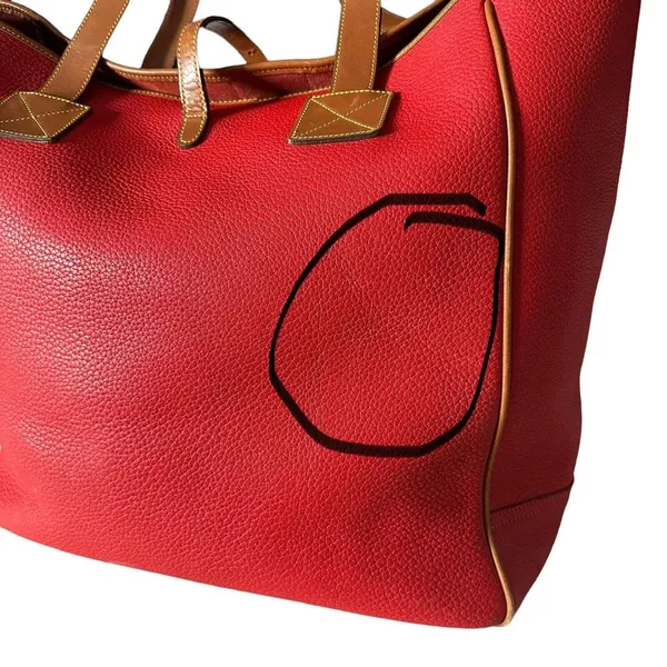 Dooney & Bourke Vintage Large Purse‎ Red Pebbled Leather Tote Bag Adjustable - Image 6