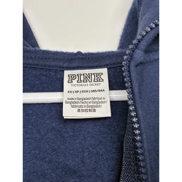 Victoria's Secret Blue Graphic Print Full Zip Hooded Jacket Oversized XS - Image 4