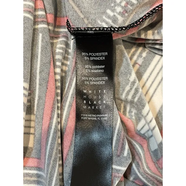 White House Black Market Dress Size M Geometric Shift Stretch Long Sleeves - Image 6