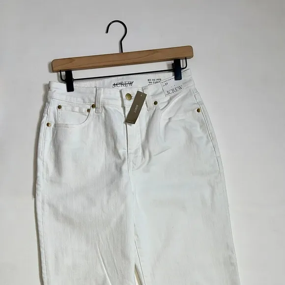 NWT!! J. CREW Curvy Slim Wide Denim Jeans Solid White Raw Hems Stretch‎ Size 27 - Image 3