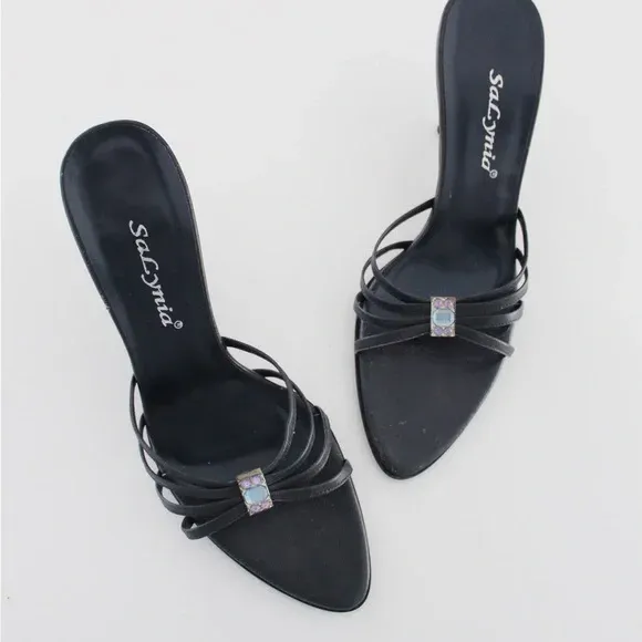 Vintage Y2K Jewel Strappy Mule Heels - Image 3