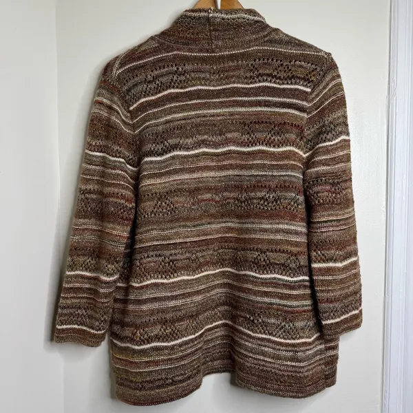 Alfred Dunner Open Front Sweater Cardigan Neutral Tone Women’s Sz Large Metallic - Image 4