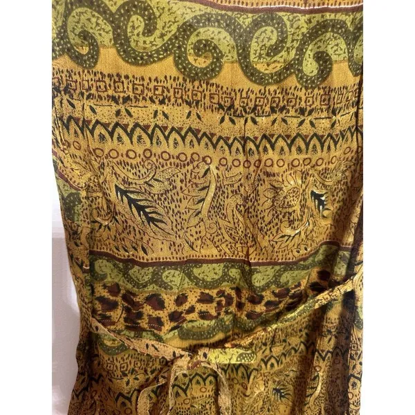 Vintage Sleeveless Dress Women’s Medium Boho Animal Print Tie Waist Festival - Image 4
