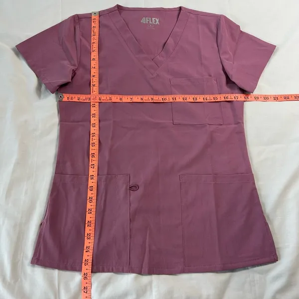 4Flex Women's Scrubs Small Top Lavender Purple V-Neck Short Sleeve - Image 5