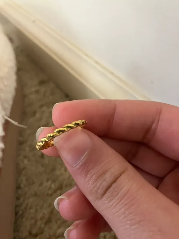 Gold Antique Vintage Twisted Rope Thin Ring - Image 4