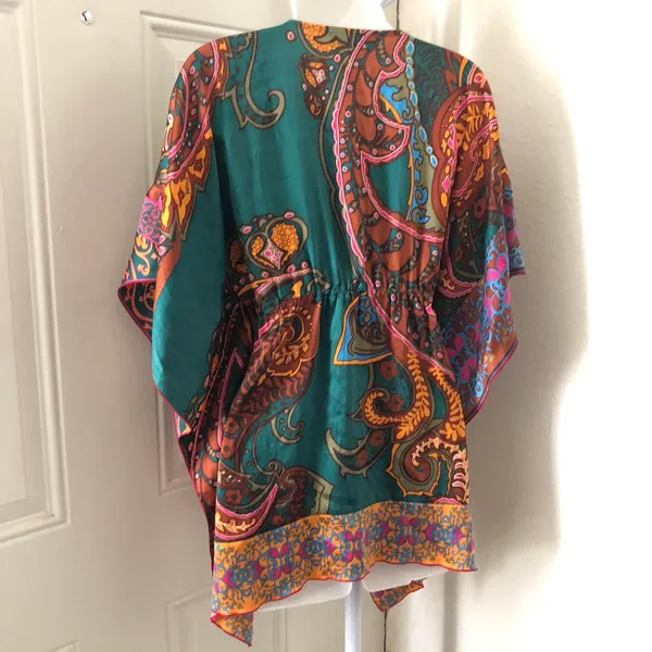 Beautiful multi-coloured silk boho bubu mumu butterfly y2k vibes top blouse bohemian hippie indie fairycore vibe - Image 2
