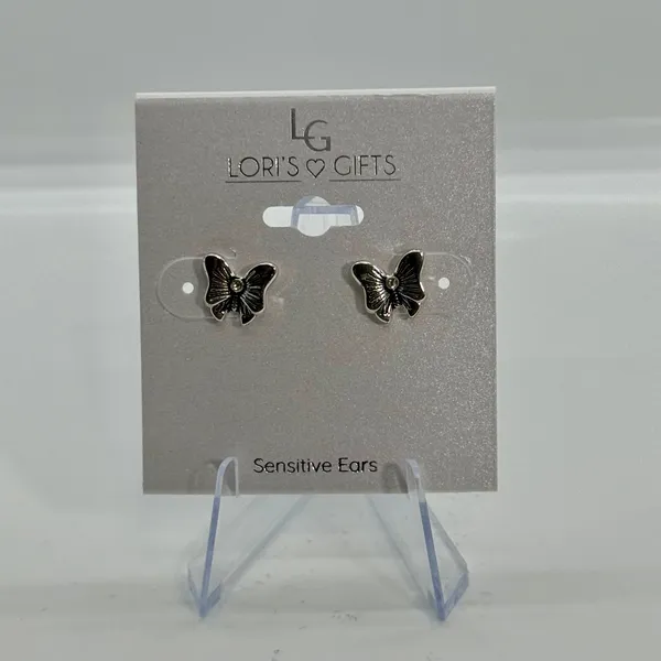 Loris Gifts Butterfly Stud Earrings Silver Tone‎ Sensitive Ears Cute - Image 4