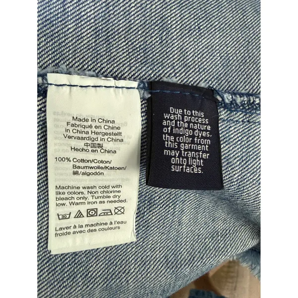 Madewell Denim Wrap Mini Skirt Size 6 Raw Hem Tie Waist - Image 5