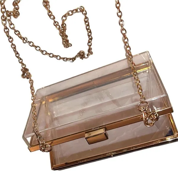 Clear and gold acrylic purse! Super cool! Gold - Image 7