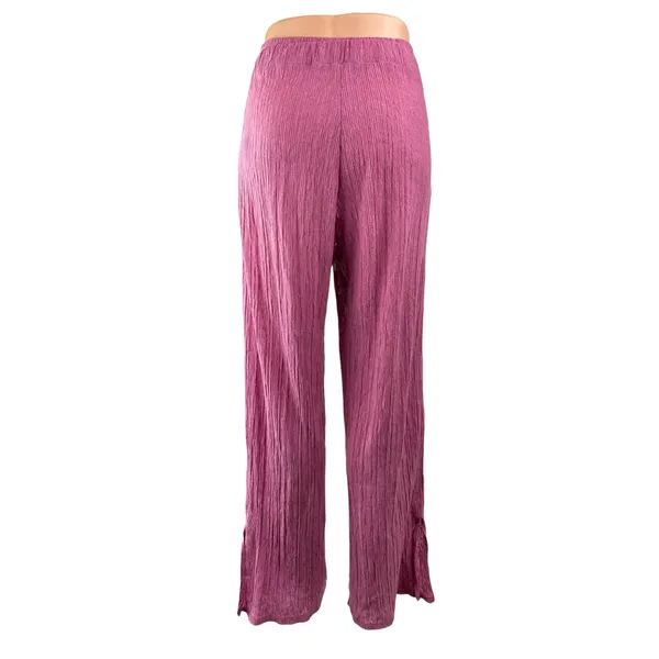 Zara Women's Pink High Waisted Plisse Pull On Wide Leg Trousers Pants Size M - Image 2