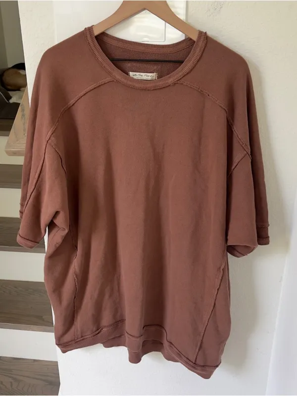 Free People Mari Muscle Pullover - Umber Earth Brown - Small - Image 4