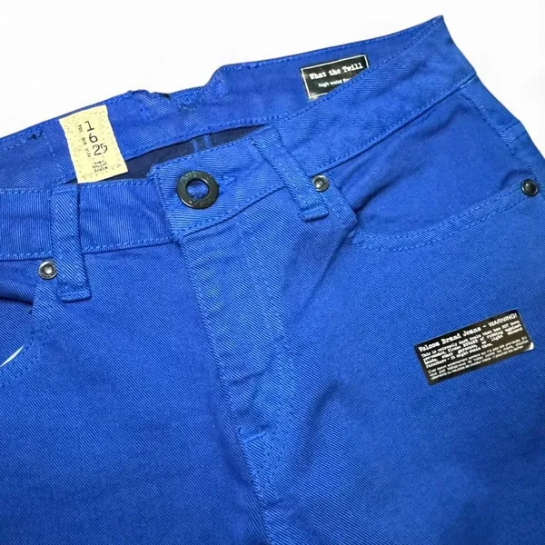 NWT Volcom What The Twill Mid-Rise Royal Blue Flare Denim Kick Pant — Size 1 - Image 4
