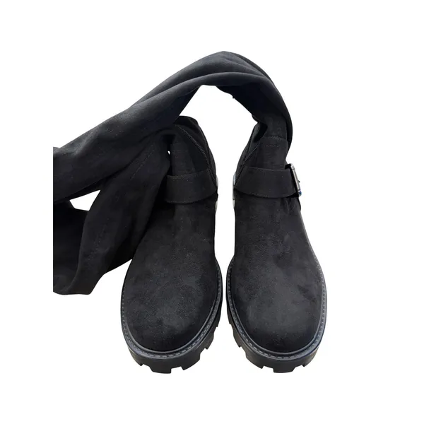 Marc Fisher LTD Black Suede Over The Knee Lug Sole Buckle Boots Womens 8 NEW - Image 5