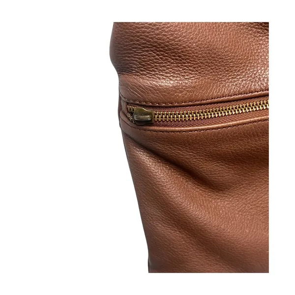 Lucky Brand Crossbody Brown Pebbled Leather Foldover Purse Bag Convertible Hobo - Image 15