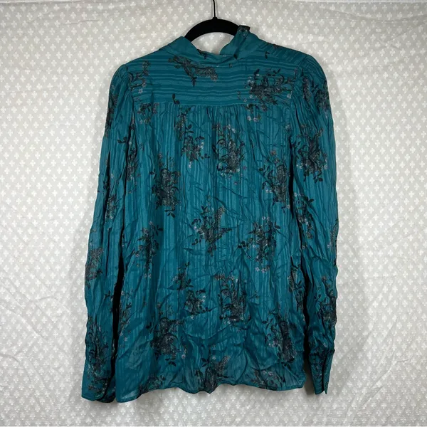 Aritzia Wilfred Blue Back‎ Floral Long Sleeve Button Up Viscose Top - Image 5