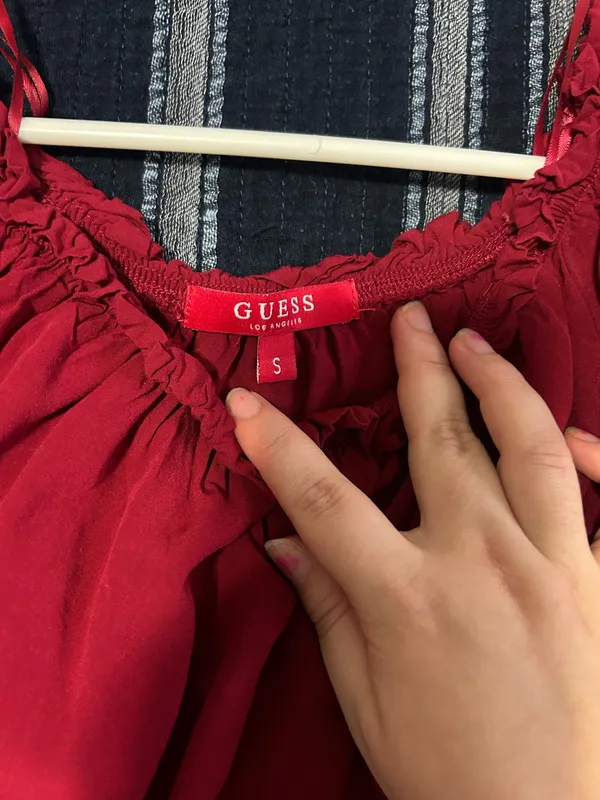 GUESS Red Smocked Long Sleeve Peasant Blouse – Size S - Image 2
