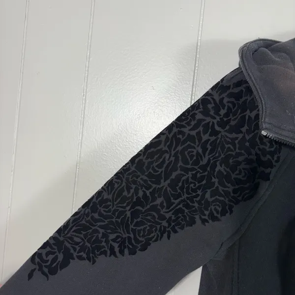 Lululemon Embroidered To You Black Full Zip Velvet Floral Shoulder Hoodie Jacket - Image 2