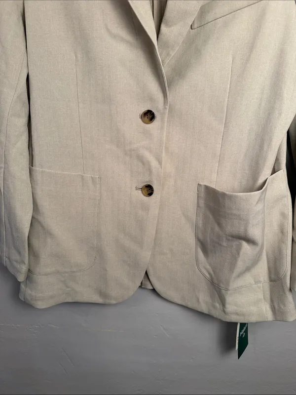 HALARA collar, long sleeve work linen- feel blazer with pockets size extra small - Image 8