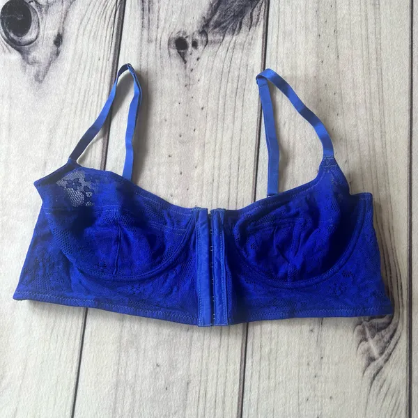 Free People Intimately Blue Lace Longline Front Close Bra - Image 3