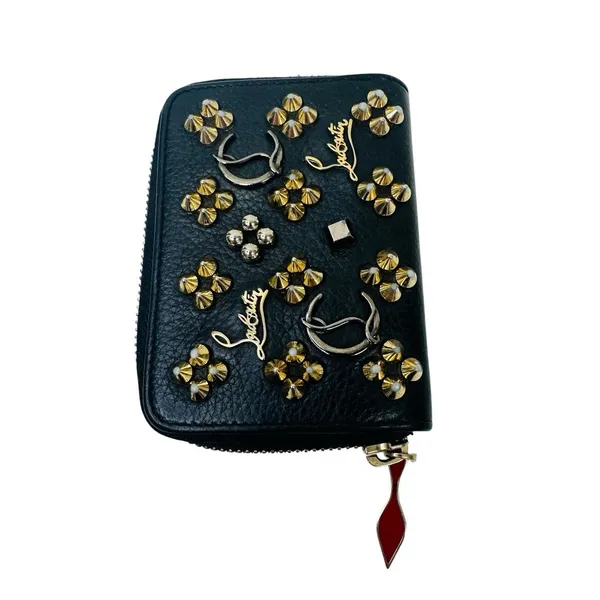 Christian Louboutin‎ Panettone Spikes Coin Zip Around Wallet In Black Pre-owned - Image 2