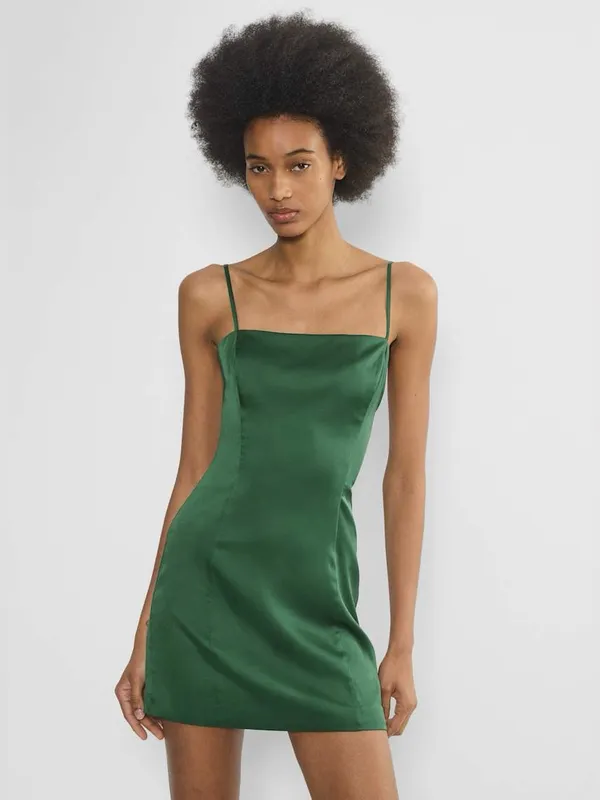 NWOT Sunday Best Shimmer Satin Dress - Emerald - 00 - Image 2