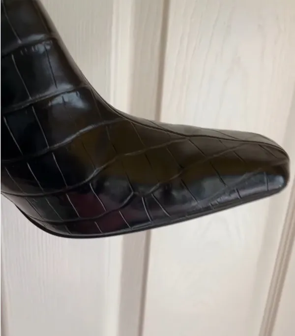 MANGO black croc embossed boots - Image 4