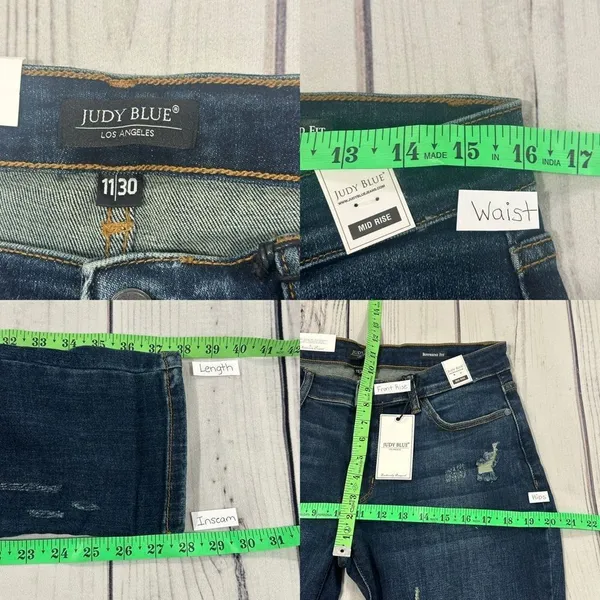 NWT Judy‎ Blue Los Angeles Boyfriend Fit Distressed Jeans Women's 11/30 Stretch - Image 3