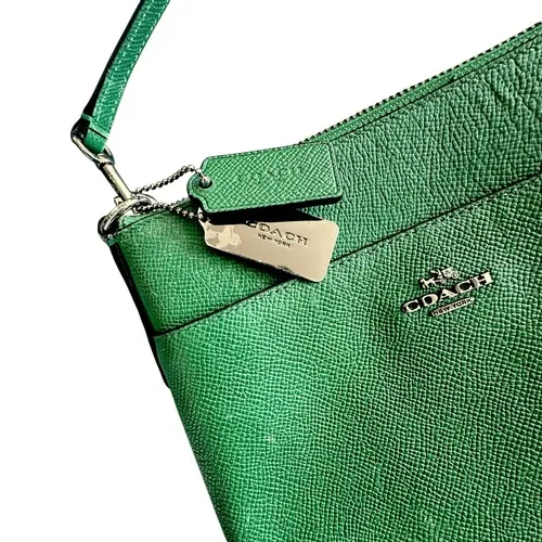 Coach Crossbody‎ Bag Green Pebble Leather Front Pocket Adjustable Strap - Image 3