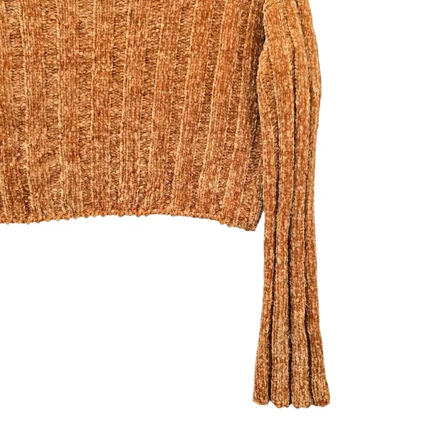 Yellow Crop Chenille Ribbed Y2K Favlux Vintage‎ Academia Cozy Sweater Small - Image 5