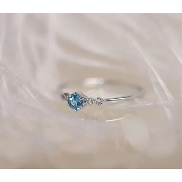 Boutique NEW Dainty Women's Topaz Diamond Simulant‎ S925 Ring Size 6 - Image 6