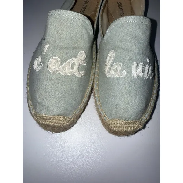 Soludos Embroidered "c'est la vie" Espadrilles‎ Size 8 L - Image 8