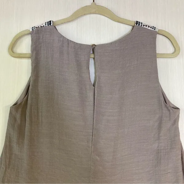 Luxology Taupe Sleeveless Embroidered Sequin V-Neck Shift‎ Dress Y7365114 - Image 5