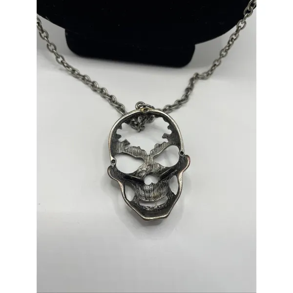 Skull Skeleton Head Rapper Necklace Punk Style Long READ - Image 3