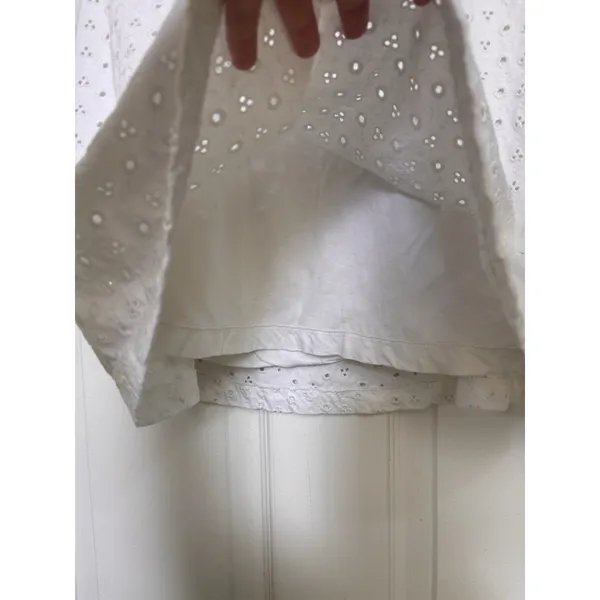 Free People White Apricot Rose Mini Dress M Eyelet Puff Sleeve Bride Rush Hoco - Image 7