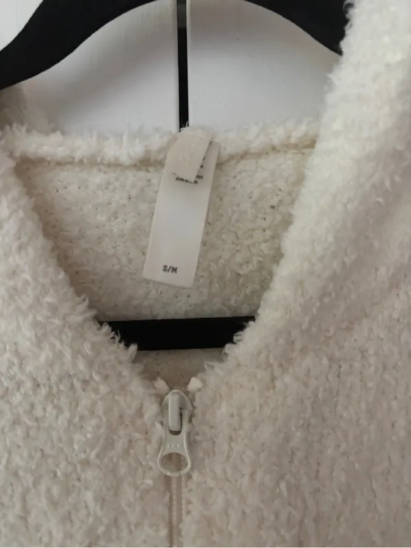 Skims Cozy Knit Zip-Up Hoodie Jacket Bone Cream Size Small / Medium Fuzzy Boucle - Image 6