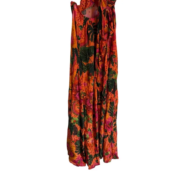 Farm Rio Blooming Garden Floral Print One Shoulder Cut Out Cocktail Maxi Dress M - Image 12