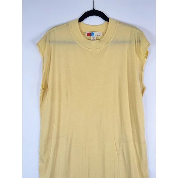 Free People FP Beach Womens Dress Yellow All Day Long Midi T Shirt Slit Medium - Image 7