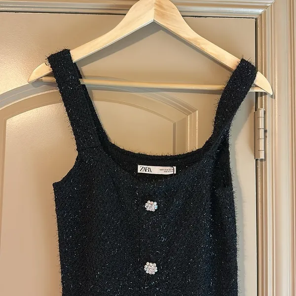 NWT Zara Thread Dress Black Medium Sparkle - Image 2