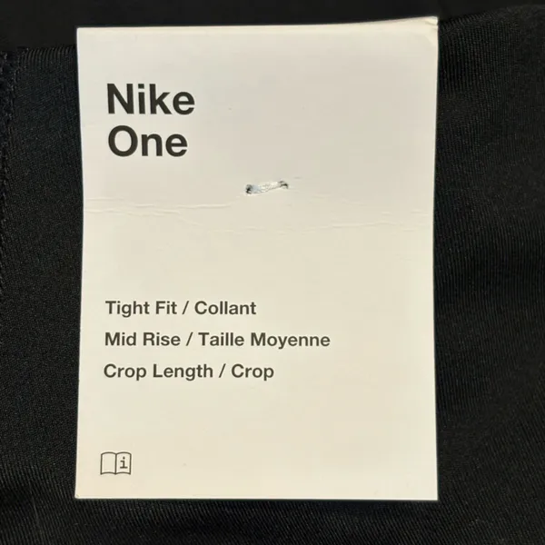 Nike One Dri-FIT Women’s Black Mid Rise Crop Leggings XS Athletic Workout Pants - Image 4