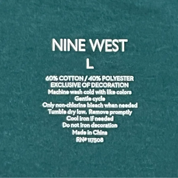 Nine West Teal Stay Cozy T-Shirt Size Large - Image 8