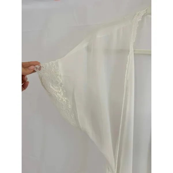 In Bloom by Jonquil white sheer lace chiffon kimono robe sz. L - Image 4