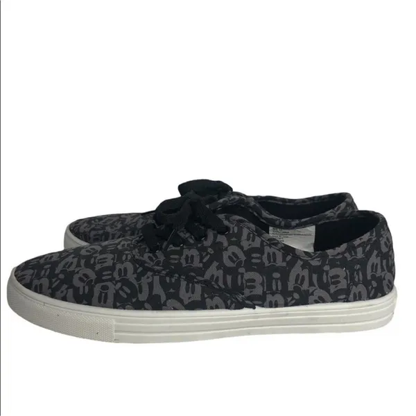 Disney Mickey Mouse Canvas Sneakers Size 10 Black Grey Retro Streetwear Shoes - Image 15