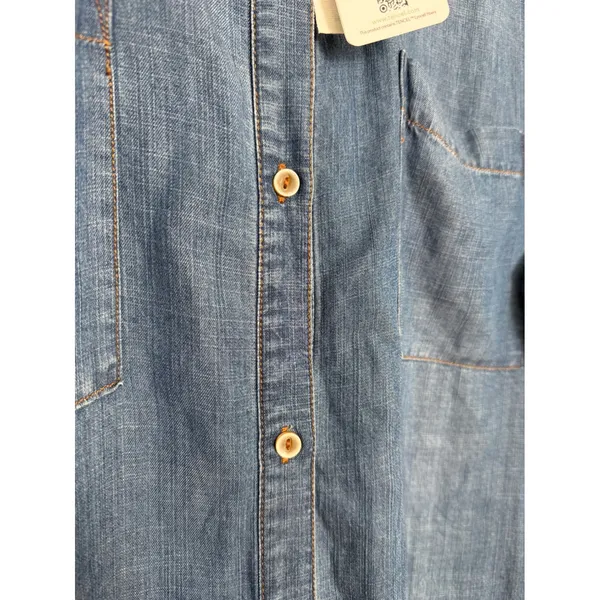 Workshop Woman Tencel Denim Shirt Dress Blue Frayed Hem Plus Size 2X NWT - Image 9