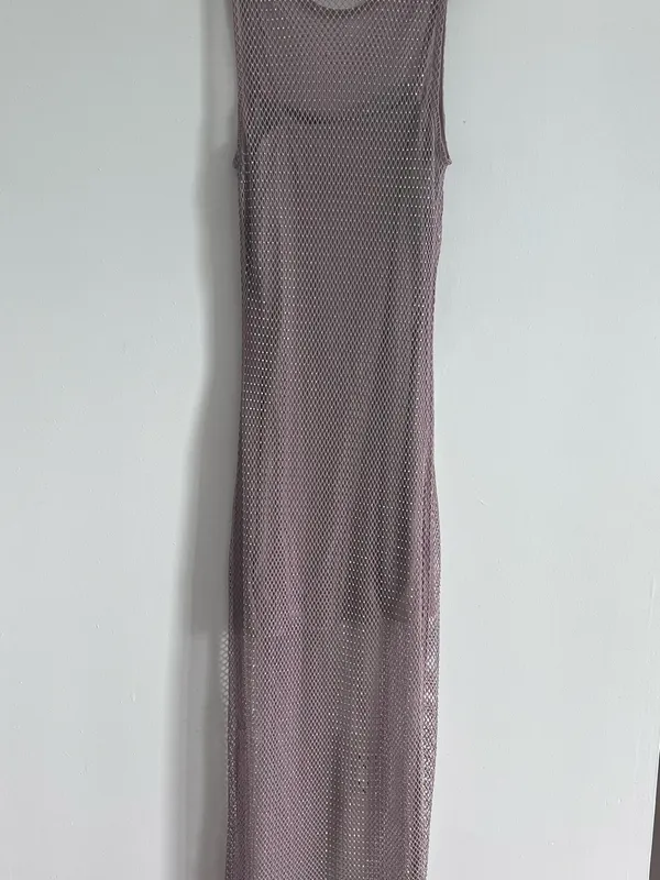 House of Harlow 1960 Rhinestone Mesh Maxi Dress Y2K Sheer Glam S - Image 5