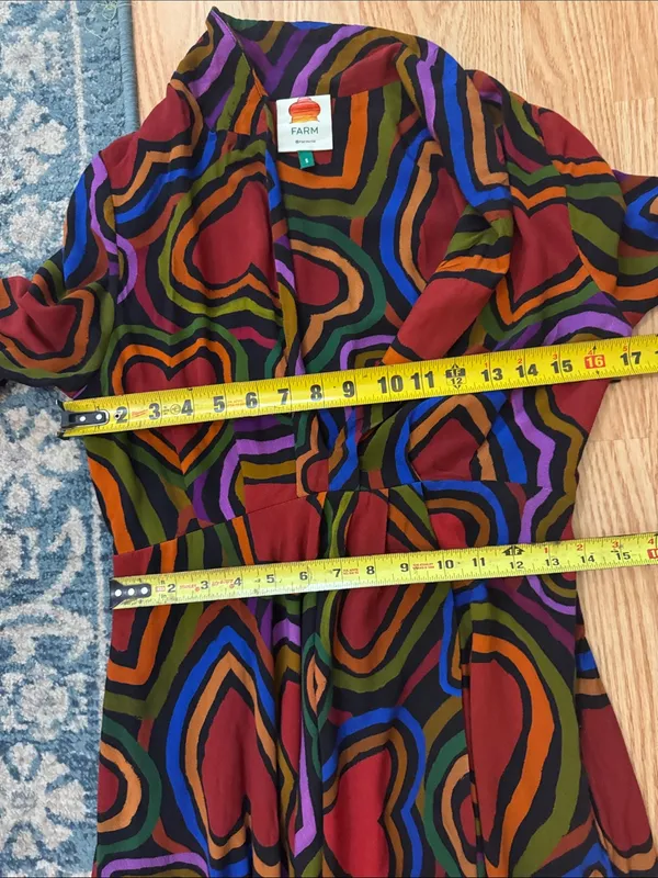 Farm Rio Rainbow Wild Hearts, Valentine Long Sleeve Maxi Dress Sz S Retail $220 - Image 12