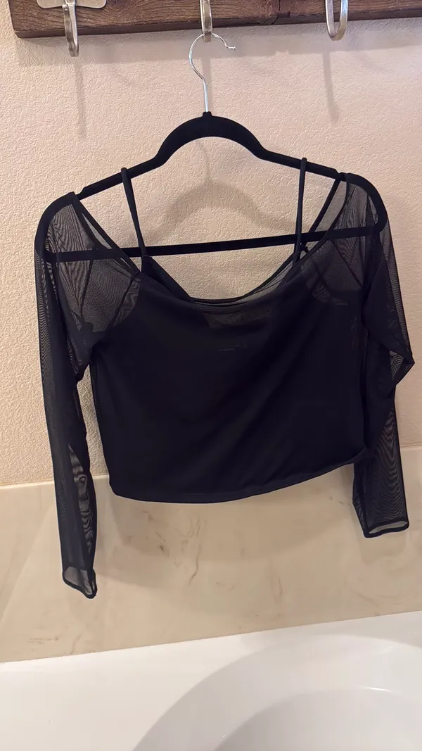 Abercrombie Black Tank with attached mesh top - Image 2