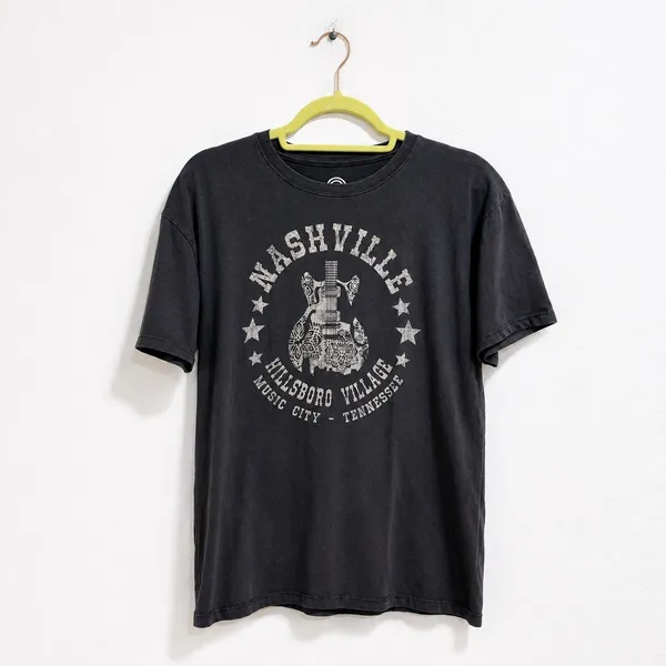 Social Culture Gray Nashville Hillsboro Village Guitar Graphic Tee Sz M - Image 2